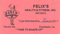 felixs health and fitness gym membership card